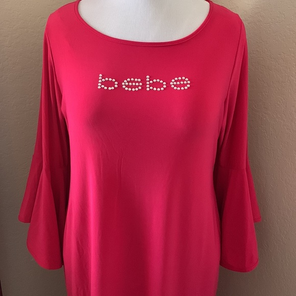 bebe Dresses & Skirts - Pink bebe crystal logo dress